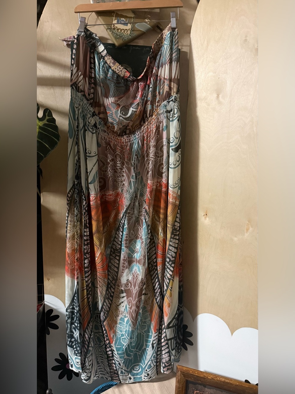 ONE WORLD Multicolor Bohemian Maxi Dress - Teal, Orange, Brown
